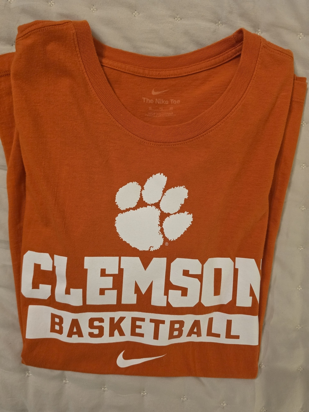 Nike Orange Clemson Basketball Tee with White Logo